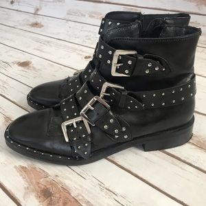 Topshop Amy Buckle Ankle Boots - Black